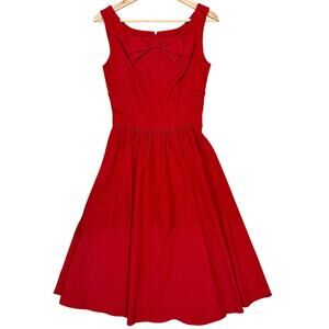 Vintage Red Bow Fit & Flare Dress Sz 10 Stop Staring Alicia Estrada Retro Pinup